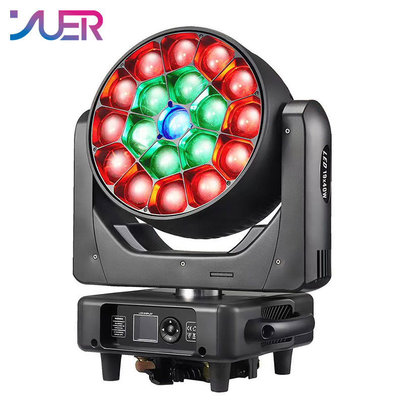 YUER 19X40W Bee Eye Zoom RGBW 4 in 1 Moving Head Light DMX512  Beam Strobe Effect DJ Disco Stage Wedding Party Bar