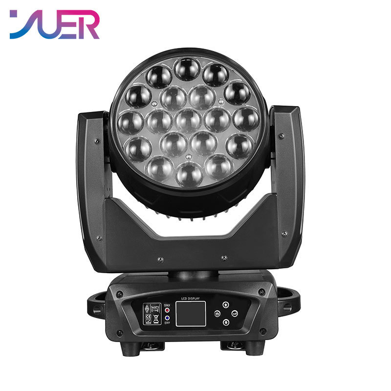 YUER 19PCS 15W RGBW 4IN1 Focusing Moving Head Wash Light For Disco Beam Lights DJ Party Stage Lighting Commercial Lights