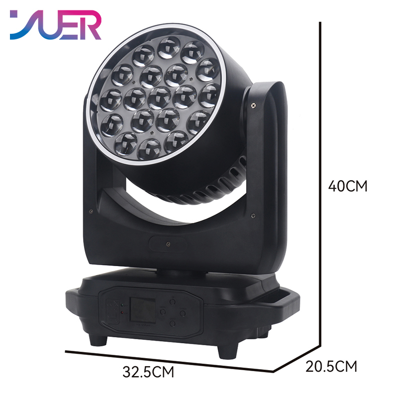 YUER™️LED 19x15W Moving Head Zoom Light With LED Aperture Lyre Wash Strobe Lighting RGBW Disco Stage Effect DJ Moving
