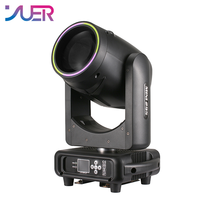 YUER NEW Mini 295W 14R Moving Head Light With LED Ring Beam Spot Focus Double Prism Stage Light DMX512 For DJ Disco Wedding Effect