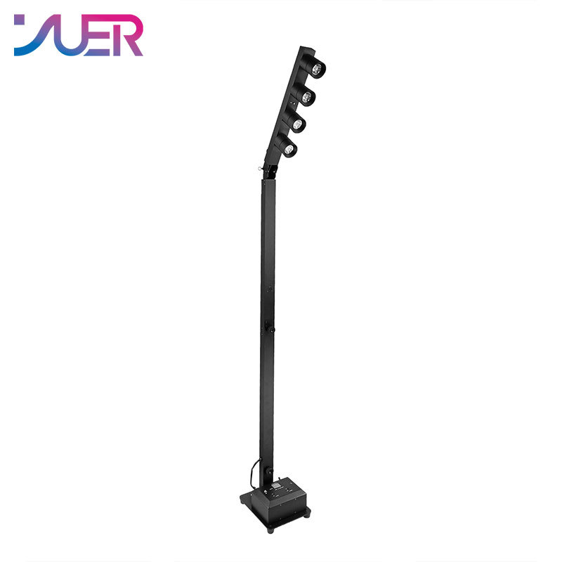 YUER 4X10W LED White Lighting Mast with Manual Focus DMX512 APP Remote Control Suitable for Stage Performance Conference Wedding Party