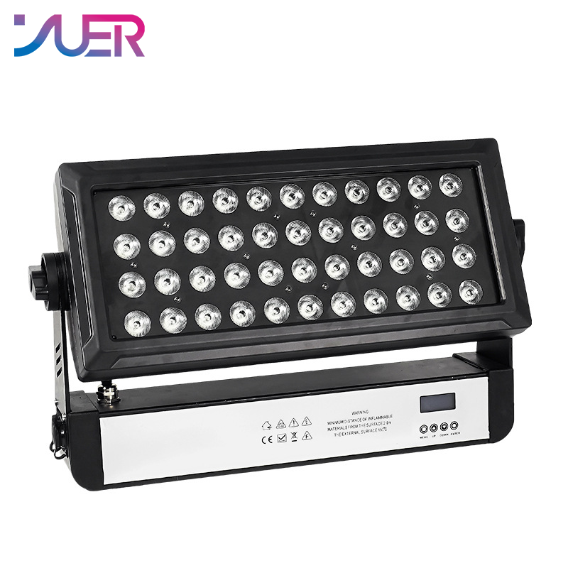 YUER Waterproof IP65 44X10W RGBW 4in1 LED Light Beads Flood Light With Rainbow Effect DMX512For Stage Studio Theater Building Landscape City Night View