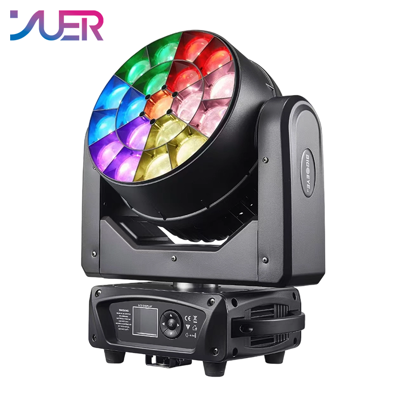 YUER Waterproof LED 19X15W RGBW 4IN1 Bee Eye Point Control Moving Head Light With Electronic Focus+Rainbow Effect DMX512 For Dj Dmx Stage Light Effect Light Disco