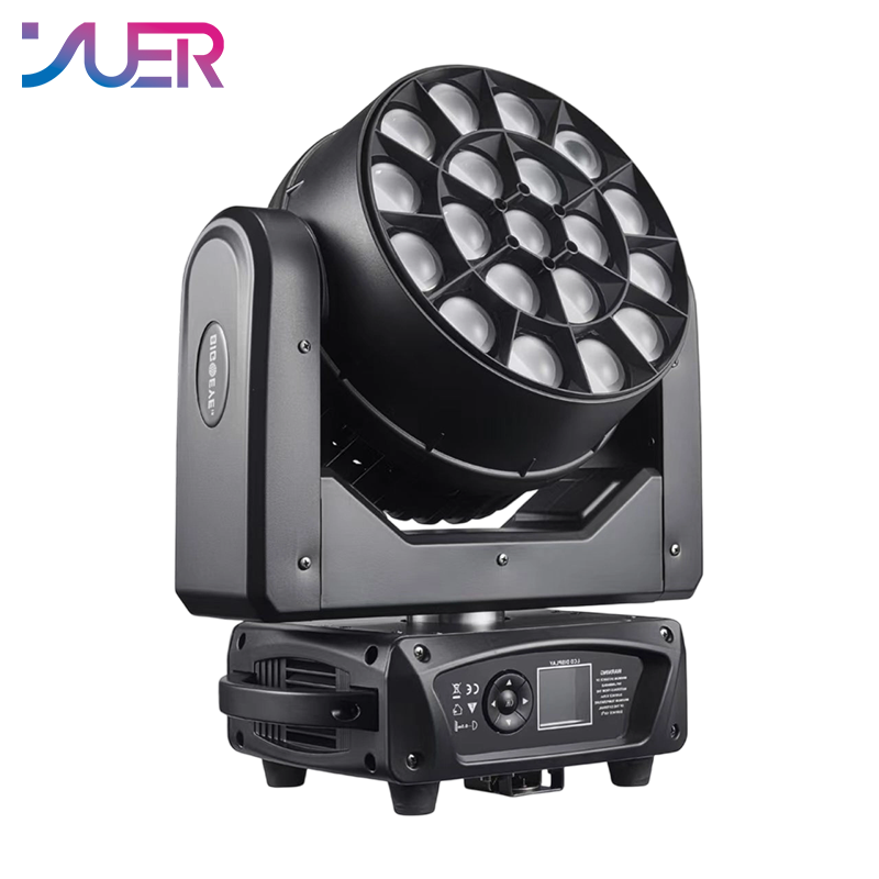 YUER Waterproof LED 19X15W RGBW 4IN1 Bee Eye Point Control Moving Head Light With Electronic Focus+Rainbow Effect DMX512 For Dj Dmx Stage Light Effect Light Disco