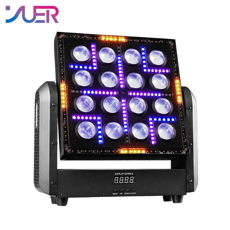 YUER LED Moving Head Matrix Light 16x10W White + 96PCS RGB + 108PCS White and Warm White Flash Wash Effects DMX512 For DJ Disco Party Club Bar