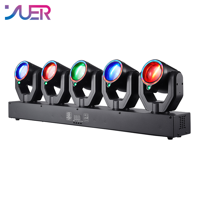 YUER Mini 5X30W Five Head Moving Head Laser Light With LED Ring 5X100mw Green Lasers Effect DMX512 For DJ Disco Party Stage Effect Lighting Night Club Bar Light