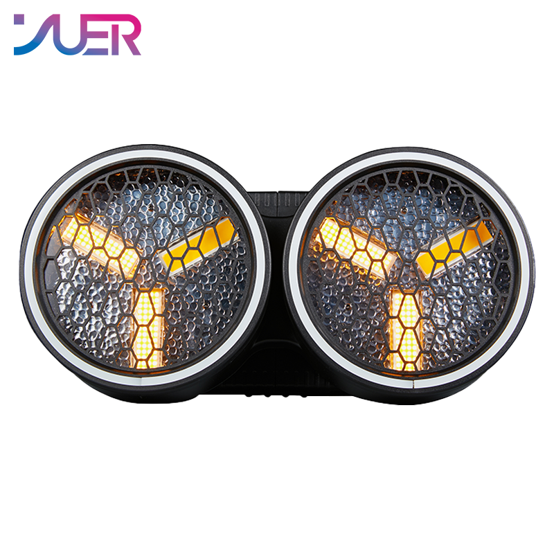 YUER LED 6x20W Gold + 102X0.2W RGB 2 Eyes Moving Head Effect Light With Ring Infinite Rotation DMX512 For DJ Disco Stage Wedding Party