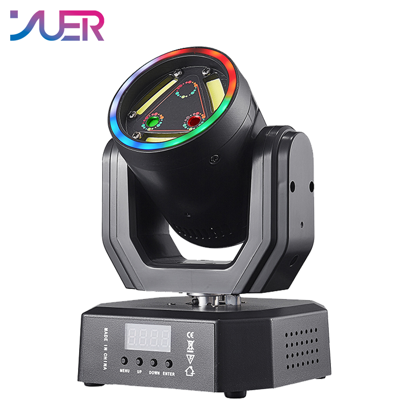YUER Mini LED 30mv Red+100mv Green +3X10W Strobe Moving Head Laser Light With Ring DMX512 For DJ Disco Stage Party Wedding Dance Floor
