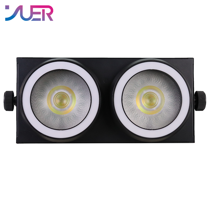 YUER Upgraded Version 2X100w COB Cool White+Warm White Audience Light With Ring Flash Effect PWM Strobe DMX512 Sound control For DJ Disco Party