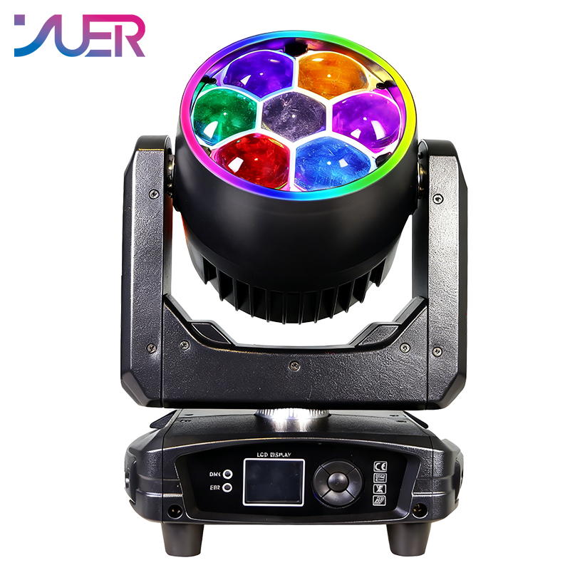 YUER Mini LED 7X40W RGB 4IN1 Moving Head Light With Ring Wash Strobe Effect RDM DMX512 For Dj Disco Stage Chirstmas Background
