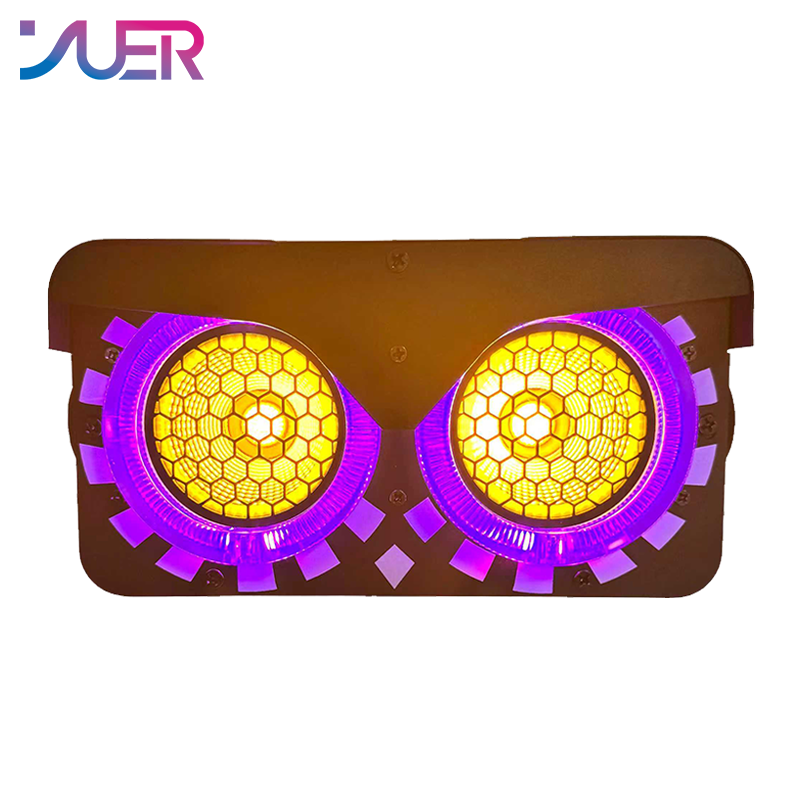 YUER LED 2X50W RGB/Gold/White + Warm White +8pcs RGB Audience Light Voice Control DMX512 For DJ Disco Dance Bar Professional Laser Light