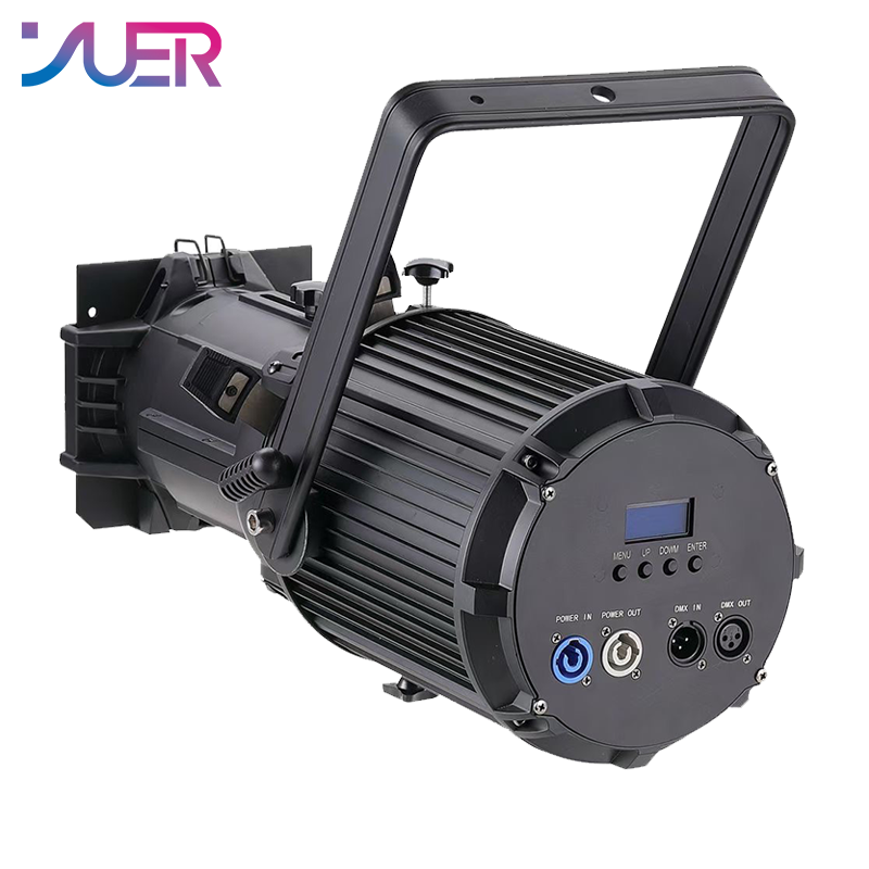 YUER 200W Zoom LED Profile Spot Light Professional 3200K/5600K 2IN1 DMX512 Follow Logo Projector For Party Stage DJ Show
