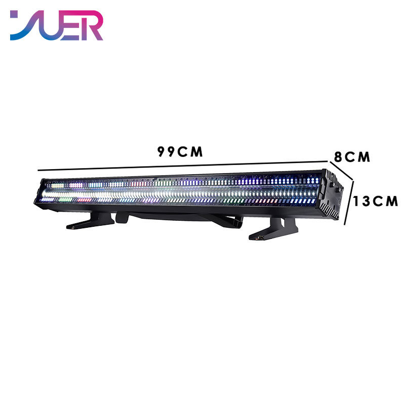 YUER 32+16 Segments 192X0.2W RGB +96X2W White Long strip Pixel Strobe Light Wash Strobe Effect Dj Disco Outdoor Stage