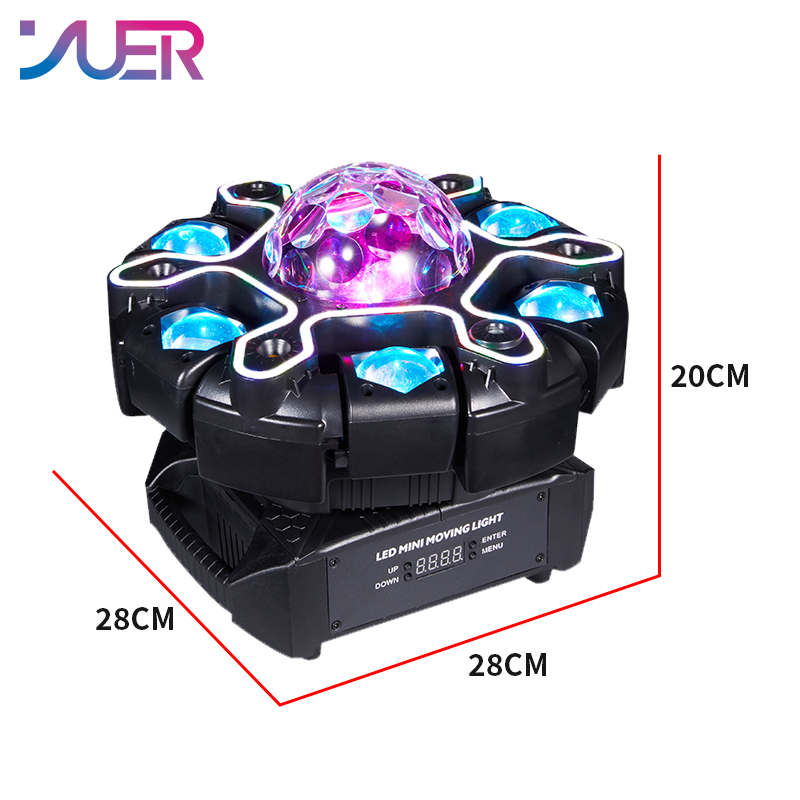 YUER 6x10w RGBW Beam 6-Arm Super Magic Ball Donkey Kong Moving Head Effect Light With Iridescent Light Strips White/Gold Strobe RG Laser Effect DMX512 Sound Control For DJ Disco Bar KTV