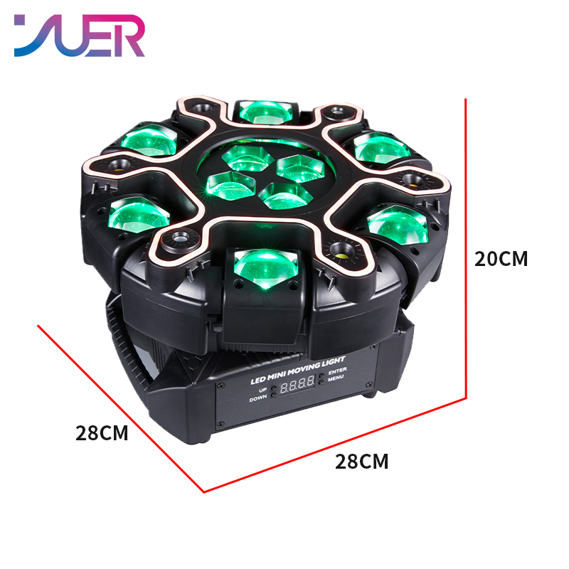 YUER 10x10w RGBW Beam 6-Arm Super Bee Eye Donkey Kong Moving Head Effect Light With Iridescent Light Strips White/Gold Strobe RG Laser Effect DMX512 Sound Control For DJ Disco Bar KTV