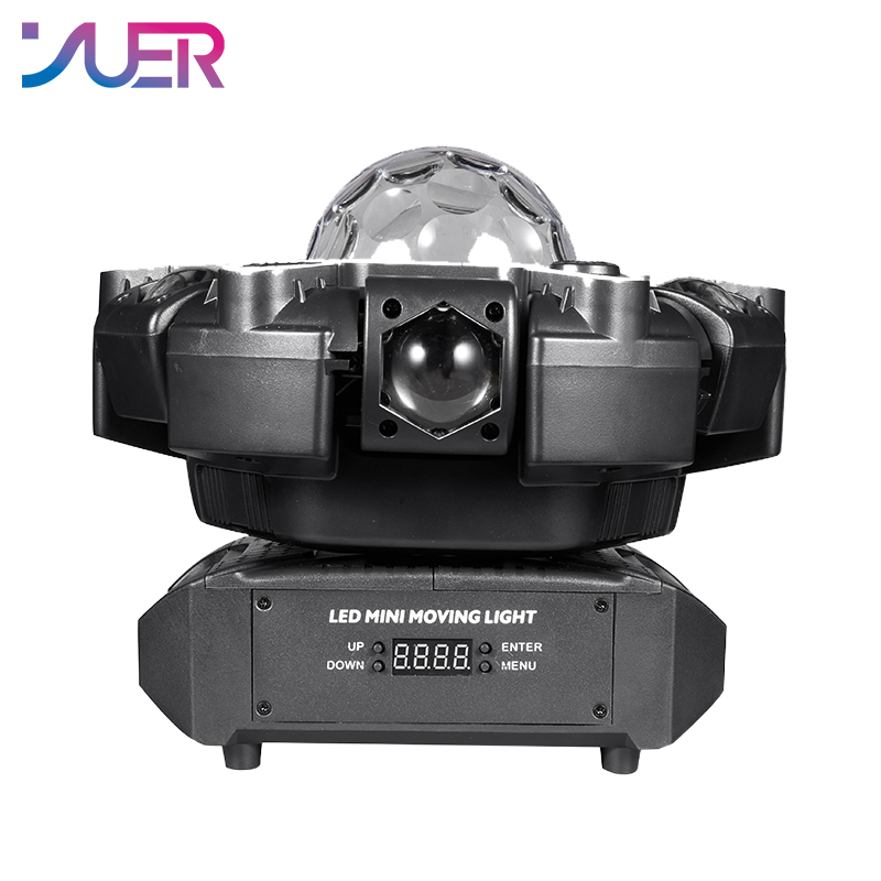YUER 6x10w RGBW Beam 6-Arm Super Magic Ball Donkey Kong Moving Head Effect Light With Iridescent Light Strips White/Gold Strobe RG Laser Effect DMX512 Sound Control For DJ Disco Bar KTV