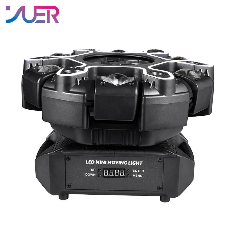 YUER 10x10w RGBW Beam 6-Arm Super Bee Eye Donkey Kong Moving Head Effect Light With Iridescent Light Strips White/Gold Strobe RG Laser Effect DMX512 Sound Control For DJ Disco Bar KTV