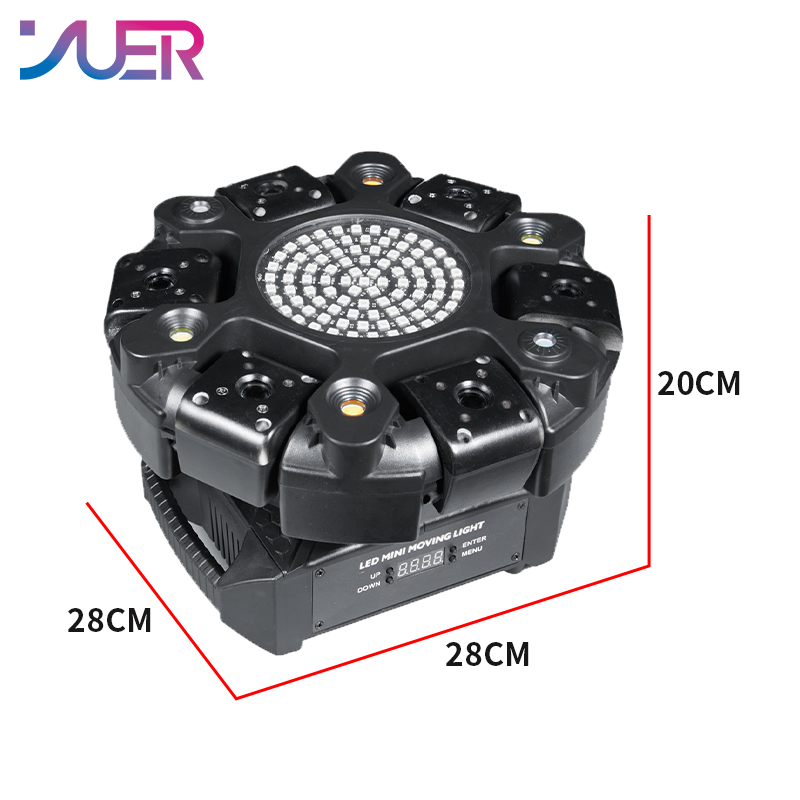 YUER 6x500mw R Laser 6-Arm Super Laser Donkey Kong Moving Head Effect Light With Iridescent Light Strips White/Gold Strobe RG Laser Wash Effect DMX512 Sound Control For DJ Disco Bar KTV