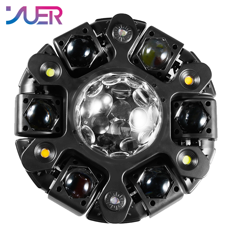 YUER 6x10W RGBW Beam Battle Shadow Six Arm Magic Ball Moving Head Effect Light With White/Gold Strobe RG Laser Kaleidoscope Effect DMX512 Sound Control For DJ Disco Bar KTV Club
