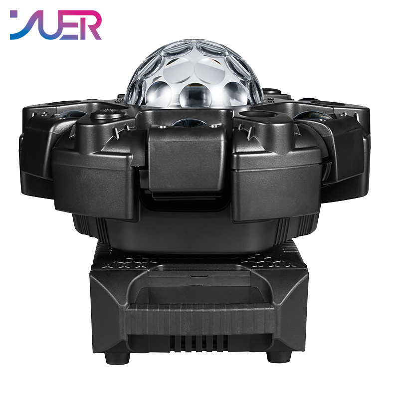 YUER 6x10W RGBW Beam Battle Shadow Six Arm Magic Ball Moving Head Effect Light With White/Gold Strobe RG Laser Kaleidoscope Effect DMX512 Sound Control For DJ Disco Bar KTV Club