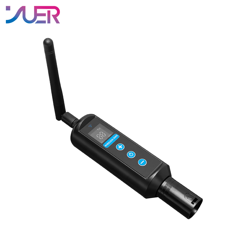 YUER New Super 2.4G Wireless DMX512 Transmitter Display Detachable Antenna + Super 2.4G Wireless DMX512 Receiver Battery Power Display For DJ Disco Party Bar Wedding Stage Lighting