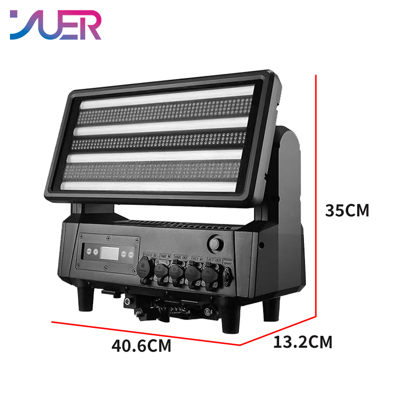 YUER IP65 Waterproof 48+18 Segments Moving Head Strobe Light Wash Effect Art-Net DMX512 RDM Control For DJ Disco Party Bar Club Stage Lighting