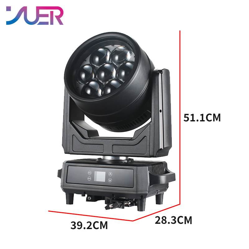 YUER IP65 Waterproof 7x60W LED RGBW 4in1 +210x0.3W LED RGB Moving Head Light Wash Zoom Rainbow Effect DMX512 Art-Net Control For DJ Disco Party Bar Club Wedding Stage Lighting