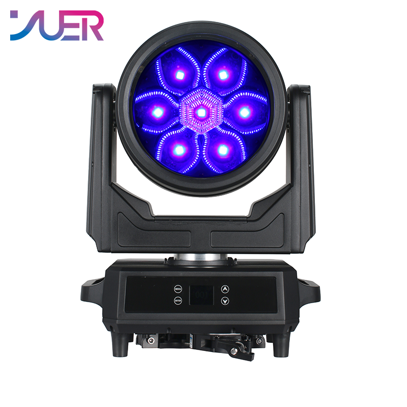 YUER IP65 Waterproof 7x60W LED RGBW 4in1 +210x0.3W LED RGB Moving Head Light Wash Zoom Rainbow Effect DMX512 Art-Net Control For DJ Disco Party Bar Club Wedding Stage Lighting