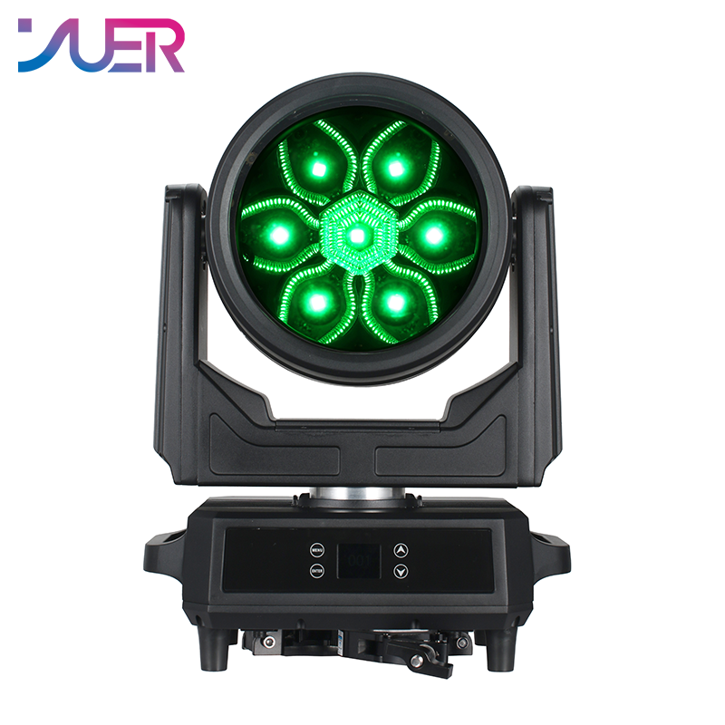 YUER IP65 Waterproof 7x60W LED RGBW 4in1 +210x0.3W LED RGB Moving Head Light Wash Zoom Rainbow Effect DMX512 Art-Net Control For DJ Disco Party Bar Club Wedding Stage Lighting