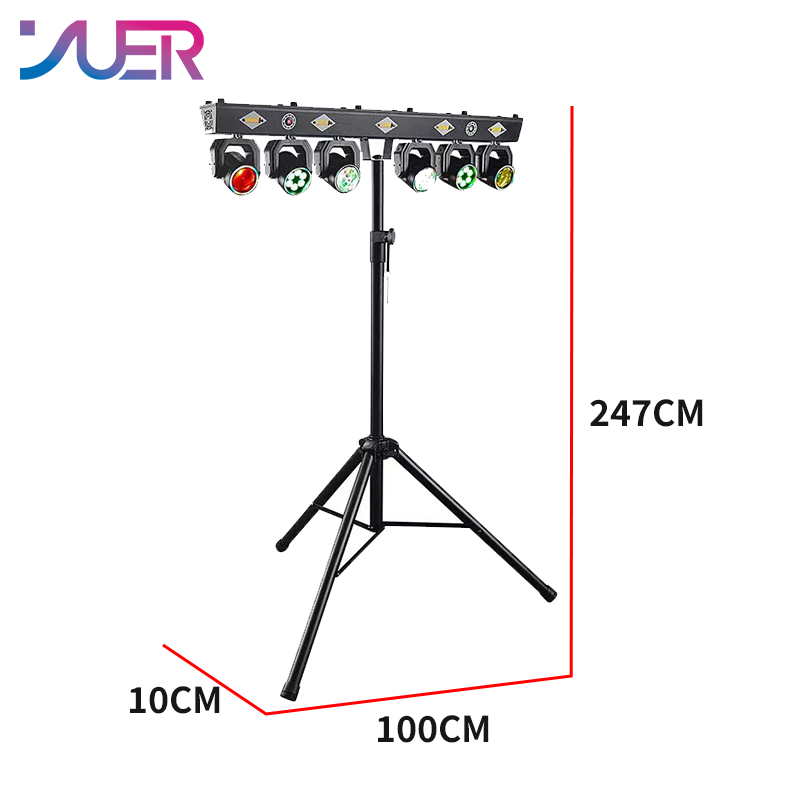 YUER 14x3W +12x4W RGBW +5x10W Gold Strobe Mini 6 Head Moving Head Rack Light With RG Laser Beam Bee Eye Wash 14pcs iridescent light strips Effect DMX512 For DJ Disco Party Bar Club Wedding Stage Lighting