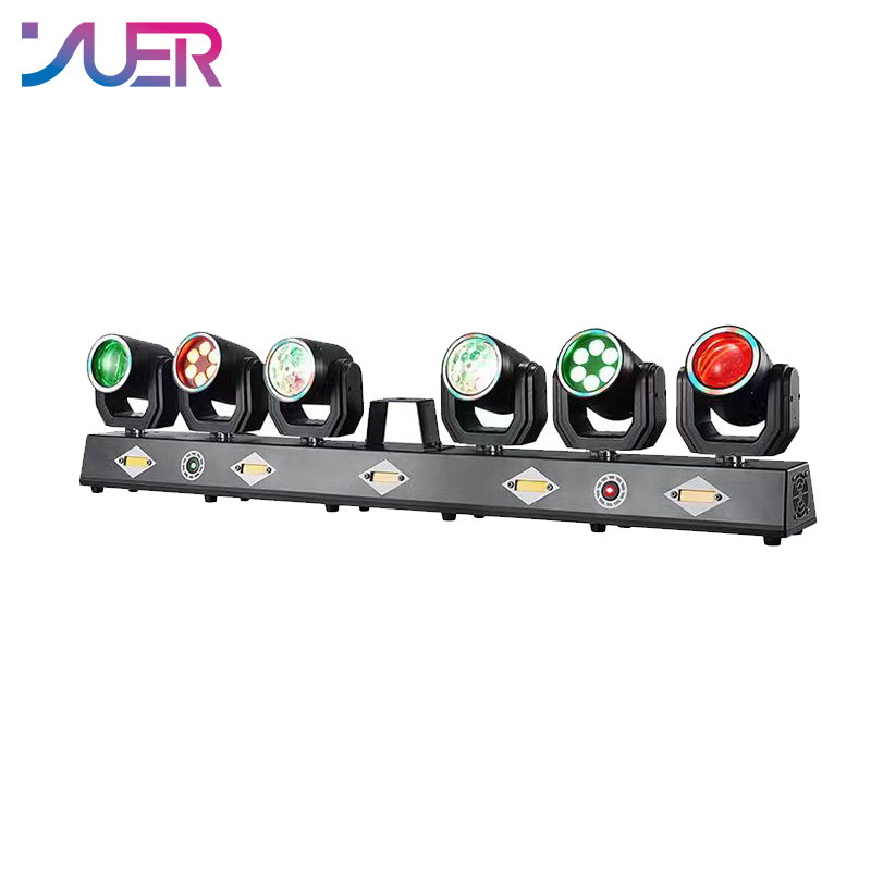 YUER 14x3W +12x4W RGBW +5x10W Gold Strobe Mini 6 Head Moving Head Rack Light With RG Laser Beam Bee Eye Wash 14pcs iridescent light strips Effect DMX512 For DJ Disco Party Bar Club Wedding Stage Lighting