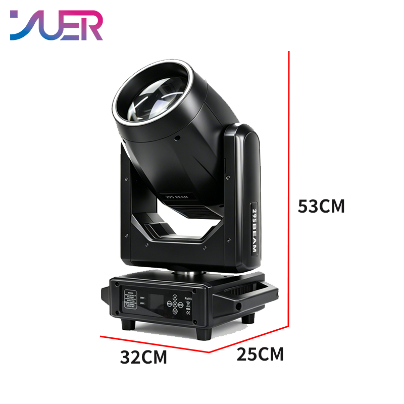 YUER 295W Bulb Moving Head Light With Ring Double Prisms 8+16+24 Prisms Rainbow Frost Effect DMX512 Control For DJ Disco Party Bar Club Wedding Stage Lighting