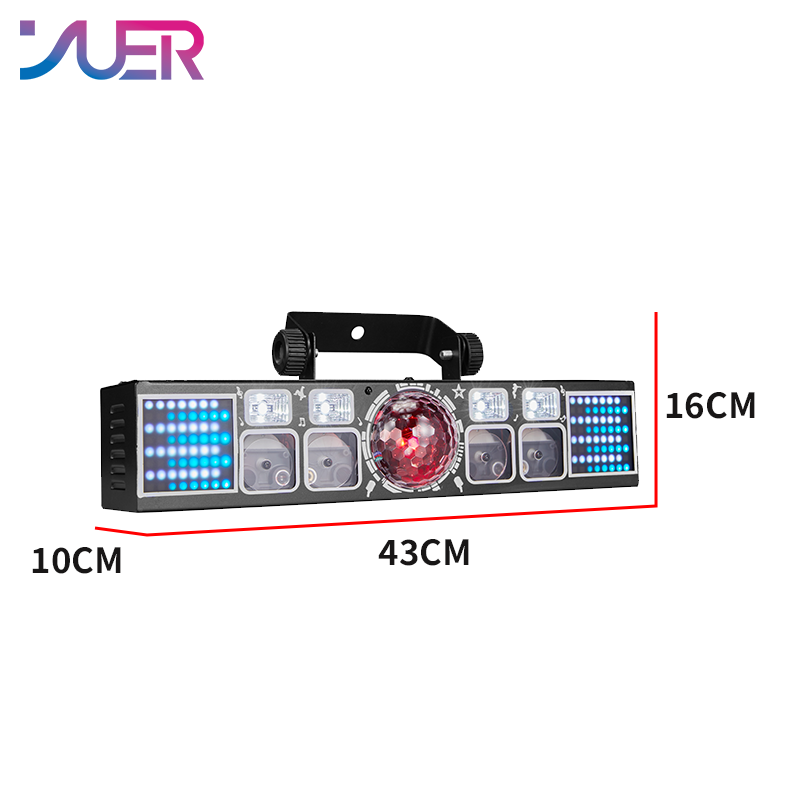 YUER 3x3W RGB +4Pcs 3x3W White/UV +64x0.3W 5050 LED Bracket Light Wash Magic Ball Effect DMX512 Remote Control For DJ Disco Party Bar Club Wedding Stage Lighting