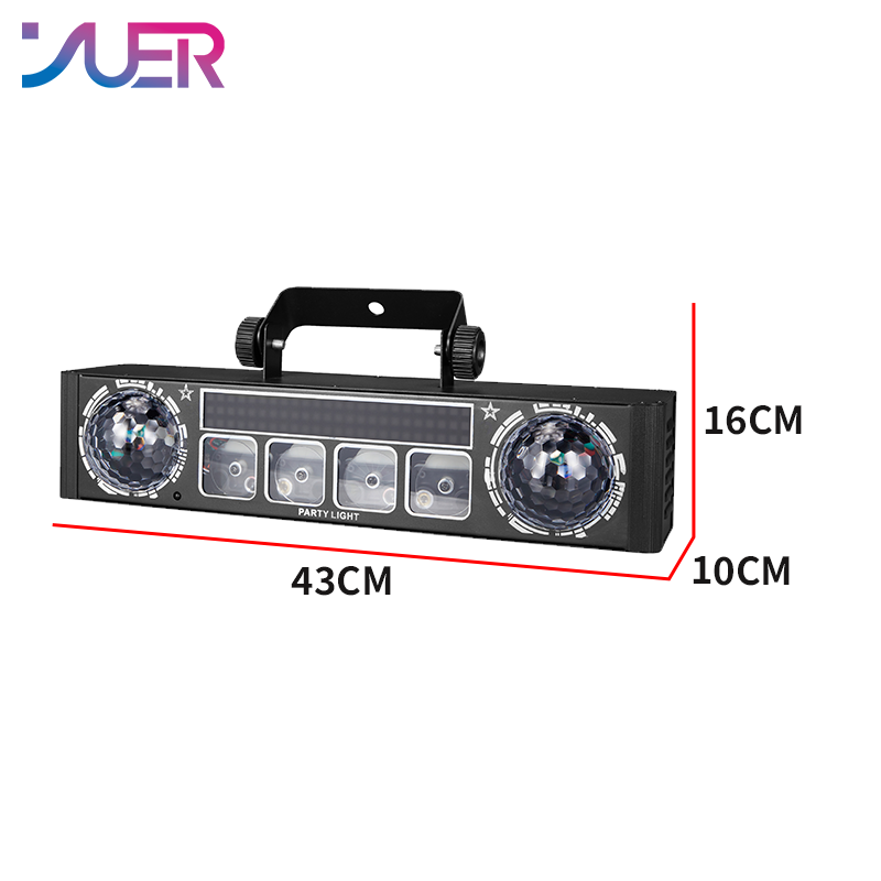 YUER 2Pcs 3x3W RGB +78Pcs 5050 LED Bracket Light With RGB Laser Wash Magic Ball Effect DMX512 Remote Control For DJ Disco Party Bar Club Wedding Stage Lighting