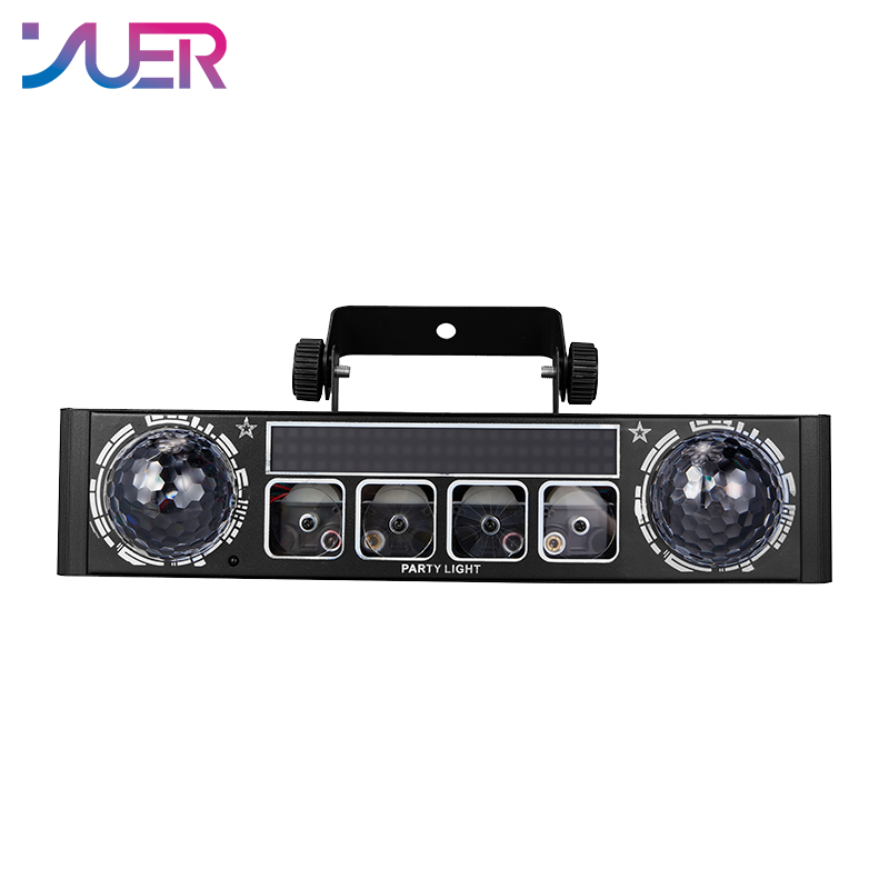YUER 2Pcs 3x3W RGB +78Pcs 5050 LED Bracket Light With RGB Laser Wash Magic Ball Effect DMX512 Remote Control For DJ Disco Party Bar Club Wedding Stage Lighting