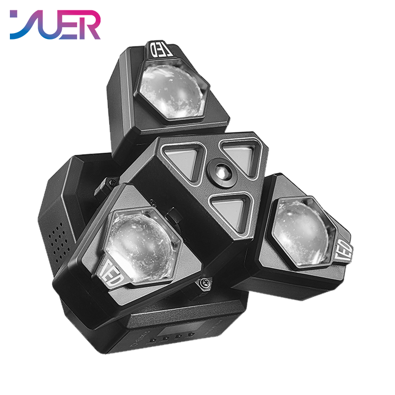 YUER™ 3x3W Red +3x3W Green +3x3W Blue +3x3W White +3x10W Golden Strobe +Green Laser Dynamic 3-Arm Light Beam Laser Strobe Effect DMX512 For DJ Disco Party Bar Club Wedding Stage Lighting