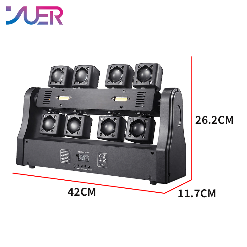 YUER 32x3W RGBW 4in1 +2x5w Gold Strobe +RG Laser 8 Arm Moving Head Light Beam Laser Strobe Effect DMX512 Sound Control For DJ Disco Party Bar Club Wedding Stage Effect Lighting