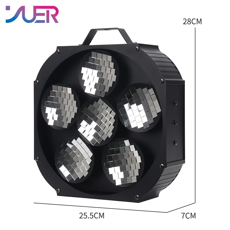 YUER 6 Head Rotating Reflector Ball DMX512 Sound Control For DJ Disco Party Bar Club Wedding Stage Show Lighting