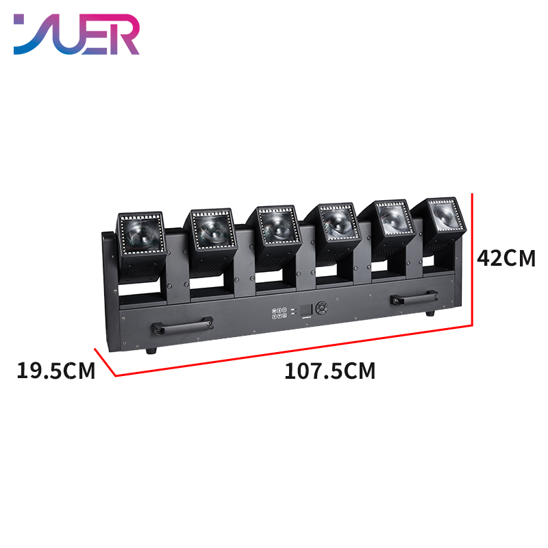 YUER 12x60W Double-sided Swing Moving Head Light With Auxiliary Light Y-axis Infinite Rotation Point Control Beam Horse Racing Effect DMX512 For DJ Disco Party Bar Club Wedding Stage Effect Lighting
