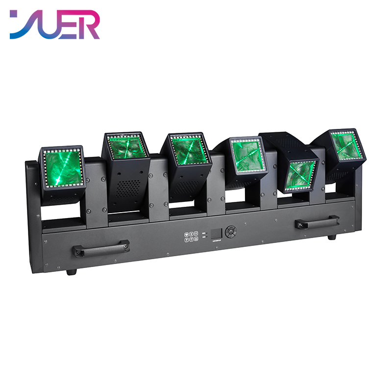 YUER 12x60W Double-sided Swing Moving Head Light With Auxiliary Light Y-axis Infinite Rotation Point Control Beam Horse Racing Effect DMX512 For DJ Disco Party Bar Club Wedding Stage Effect Lighting