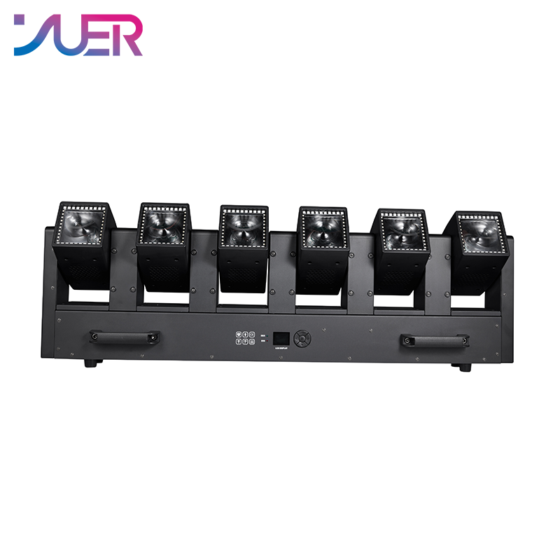 YUER 12x60W Double-sided Swing Moving Head Light With Auxiliary Light Y-axis Infinite Rotation Point Control Beam Horse Racing Effect DMX512 For DJ Disco Party Bar Club Wedding Stage Effect Lighting