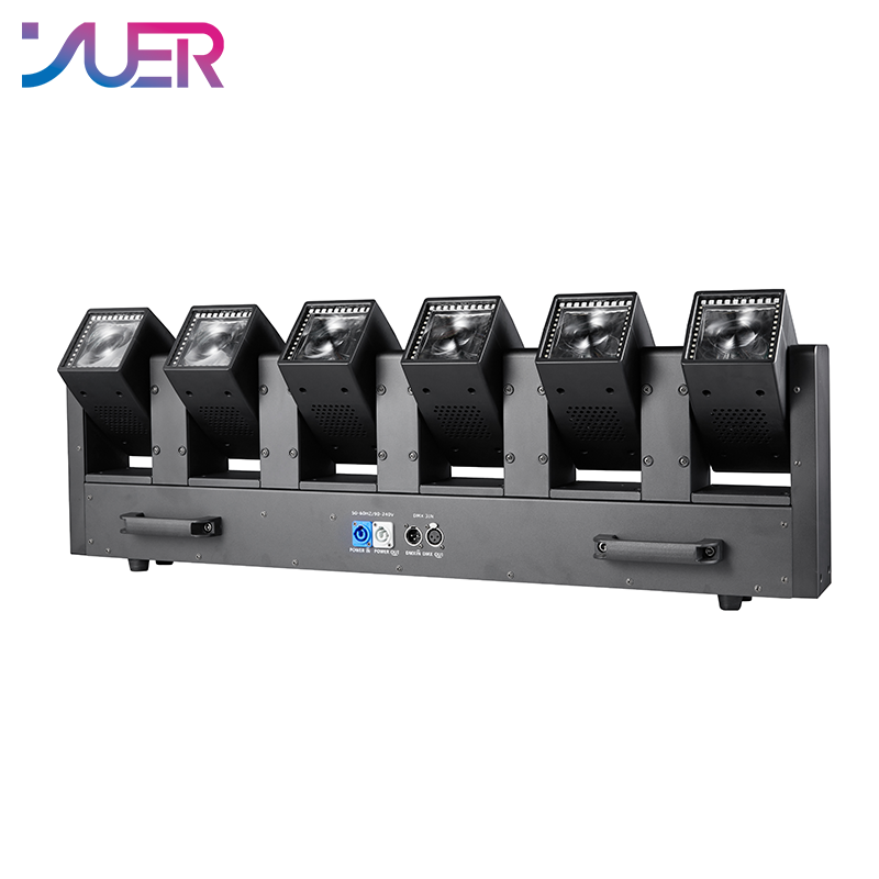 YUER 12x60W Double-sided Swing Moving Head Light With Auxiliary Light Y-axis Infinite Rotation Point Control Beam Horse Racing Effect DMX512 For DJ Disco Party Bar Club Wedding Stage Effect Lighting