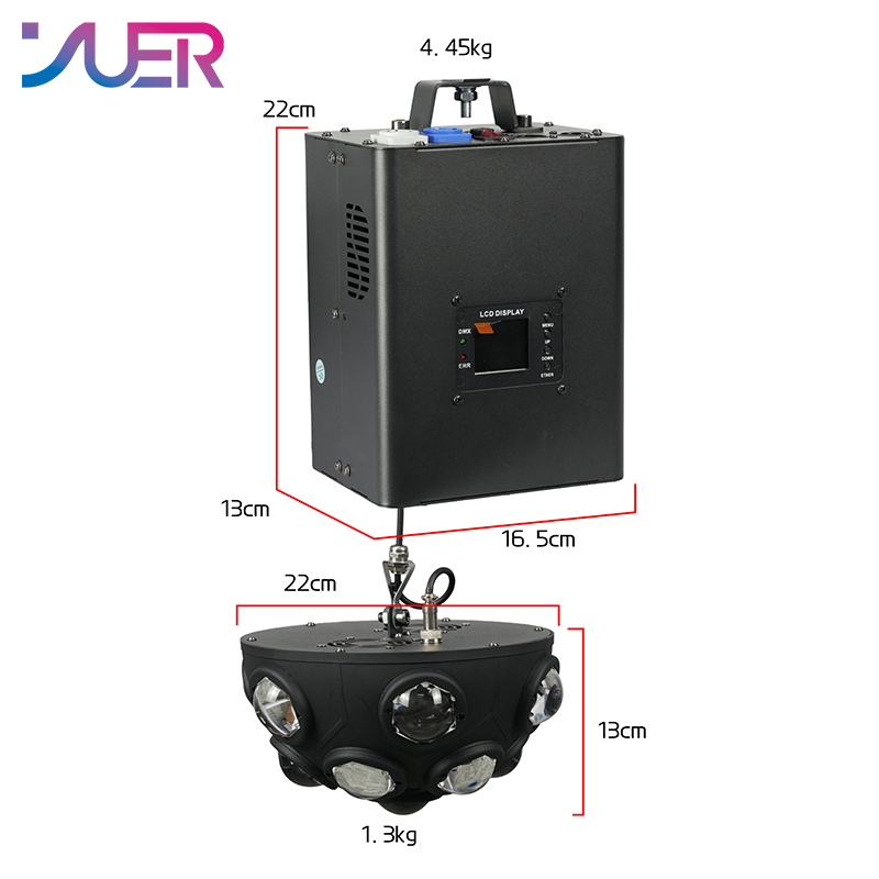 YUER 13x10W RGBW 4in1+ Red Green Laser Magic Ball Lifting Light DMX512 Sound Control For DJ Disco Party Bar Club Wedding Stage Effect Lighting