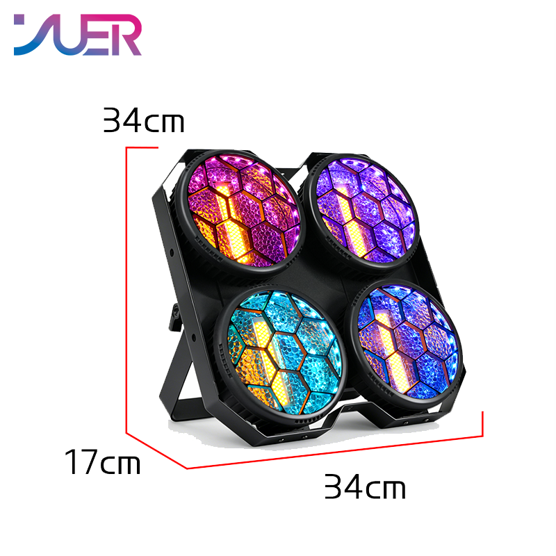 YUER 4x50W COB+108x0.2W RGB Audience Light Wash Effect DMX512 Sound Control For DJ Disco Party Bar Club Wedding Stage Effect Lighting