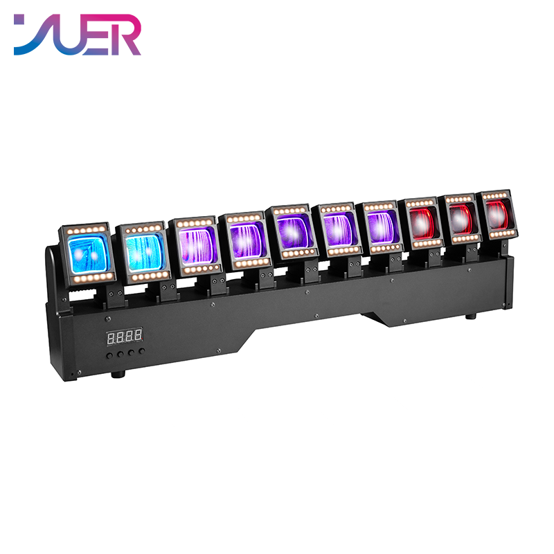 YUER 10x20W RGBW 4in1 +Warm/Cold White Auxiliary Light Swing Moving Head Light Beam Effect DMX512 RDM Control For DJ Disco Club Wedding Party Bar Stage Lighting
