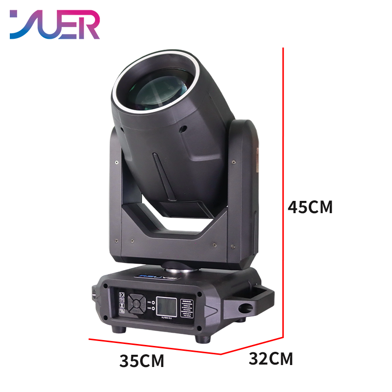 YUER 295W Bulb Moving Head Light With Ring Frost Focus Rainbow Six Line Prisms Effect DMX512 Sound Control For DJ Disco Party Bar Club Wedding Stage Lighting