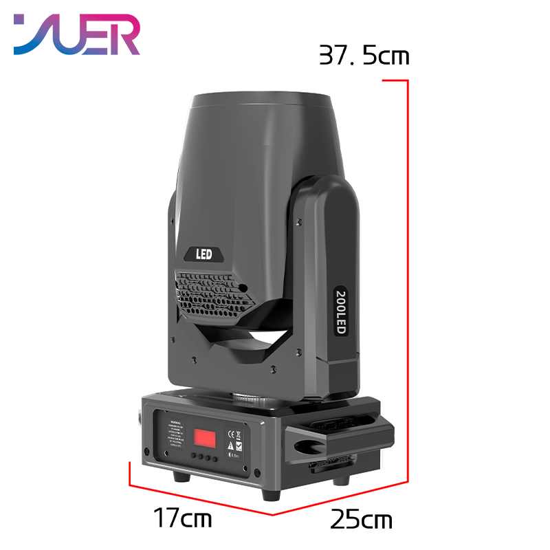 YUER 200W LED Moving Head Light With Ring Rainbow Frost 18 Prisms Effect DMX512 Sound Control For DJ Disco Party Bar Club Wedding Stage Lighting