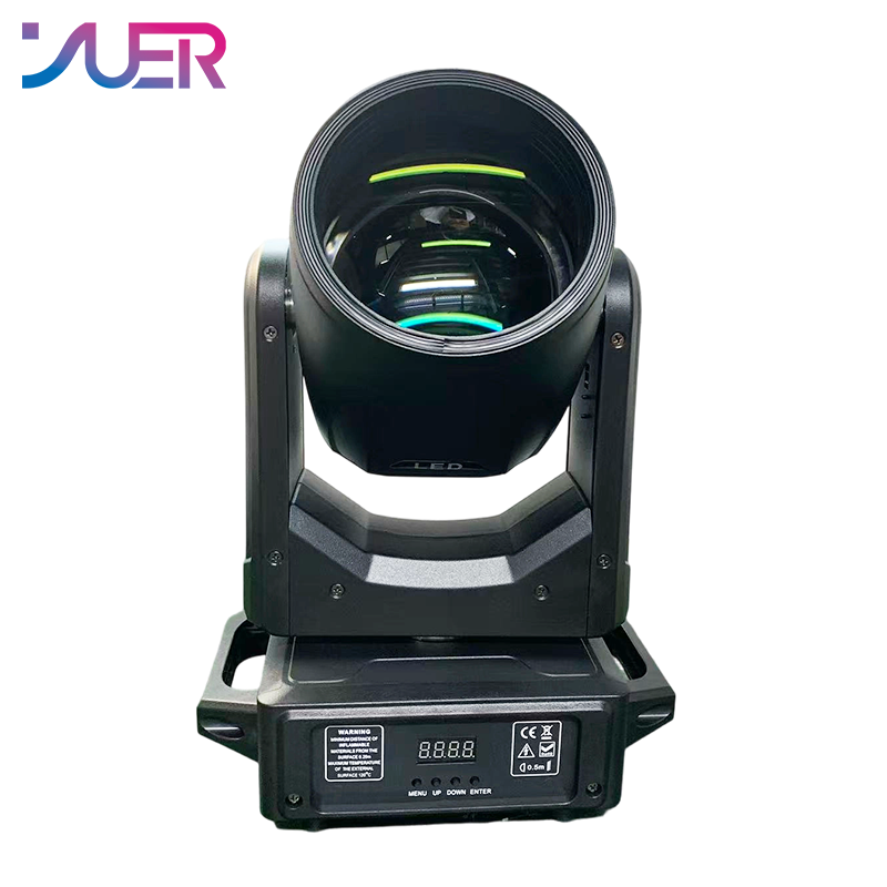 YUER 200W LED Moving Head Light With Ring Rainbow Frost 18 Prisms Effect DMX512 Sound Control For DJ Disco Party Bar Club Wedding Stage Lighting