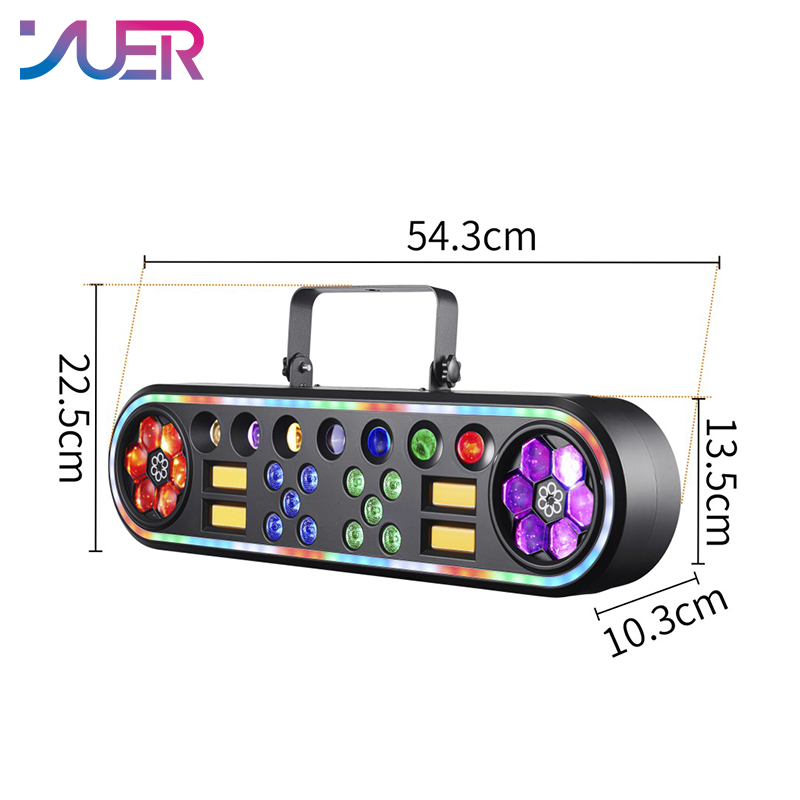 YUER 12x10W RGBW 4in1 Bee Eye +10x4W Wash +7x3W Beam +4x10W Gold Strobe Rack Light DMX512 Sound Control For DJ Disco Party Bar Club Wedding Stage Lighting