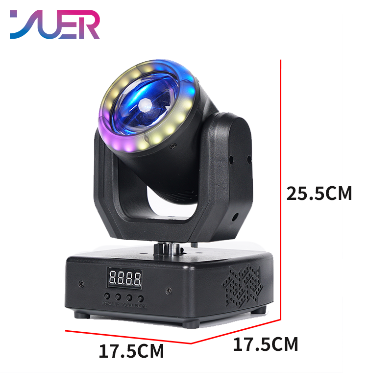 YUER MINI 15W RGBW 4in1 Beam Moving Head Light With Ring DMX512 Remote Control For DJ Disco Wedding Event Party Bar Club Stage Show